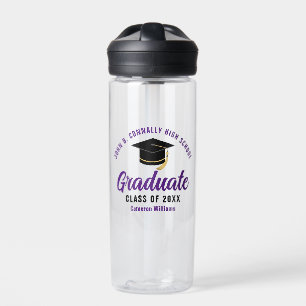 Purple Graduate Personalised Graduation Gift Water Bottle