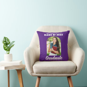 Purple Graduate Photo Arch 2025 Graduation Cushion