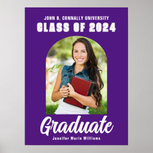 Purple Graduate Photo Arch Modern Graduation Party Poster