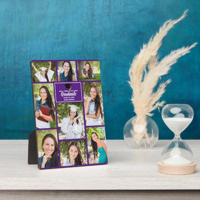 Purple Graduate Photo Collage Graduation Keepsake Plaque (Side)