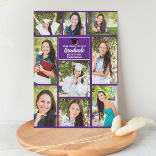 Purple Graduate Photo Collage Modern Graduation Announcement