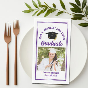 Purple Graduate Photo Custom Graduation Party Napkin