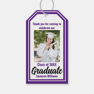 Purple Graduate Photo Personalised Graduation Gift Tags