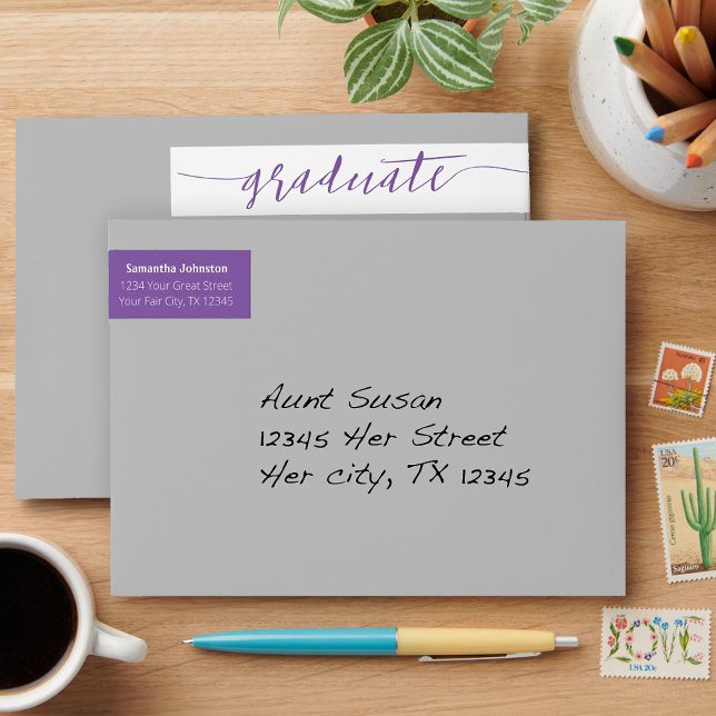 Purple Graduate Script Modern Wrap Around Label (Creator Uploaded)
