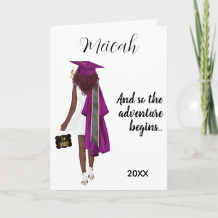 Purple Graduation Black Girl Graduate Congrats Card