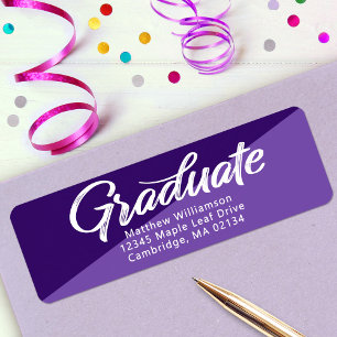 Purple Graduation Bold Retro Script Modern Address