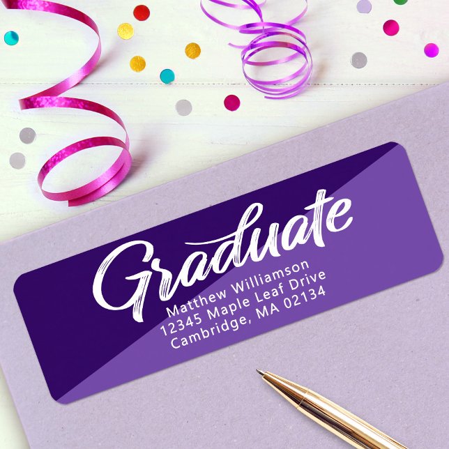 Purple Graduation Bold Retro Script Modern Address (Creator Uploaded)
