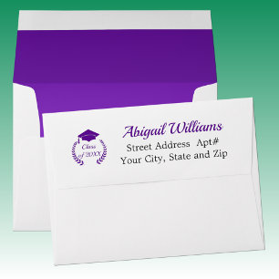 Purple Graduation Cap and Laurel Envelope