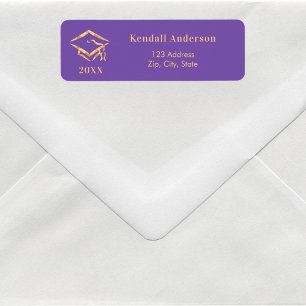 Purple graduation cap return address