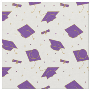 Purple Graduation Cap Toss Fabric