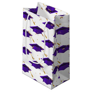 Purple Graduation Cap with Confetti  Small Gift Bag