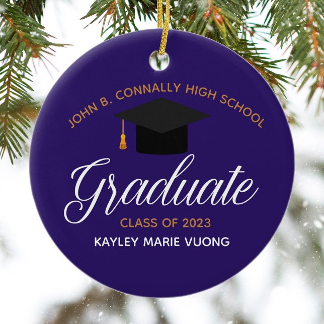 Purple Graduation Custom Graduate Christmas Ceramic Tree Decoration (Creator Uploaded)