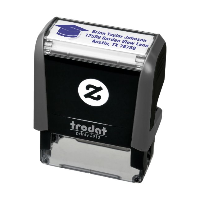 Purple Graduation Custom Graduate Return Address Self-inking Stamp (Product)