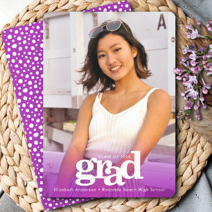 Purple graduation custom photo bold type modern announcement