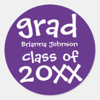 Purple Graduation Envelope Seal with White Text