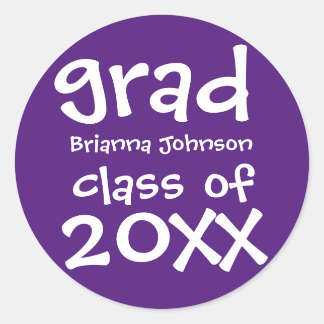 Purple Graduation Envelope Seal with White Text (Front)