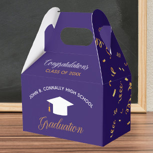 Purple Graduation Gold Streamers Custom Party Favour Box