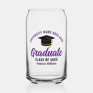 Purple Graduation Personalised 2025 Graduate Can Glass