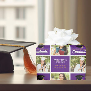 Purple Graduation Photo Personalised 2025 Graduate Wrapping Paper