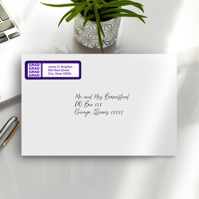 Purple Graduation Return Address Labels (Creator Uploaded)
