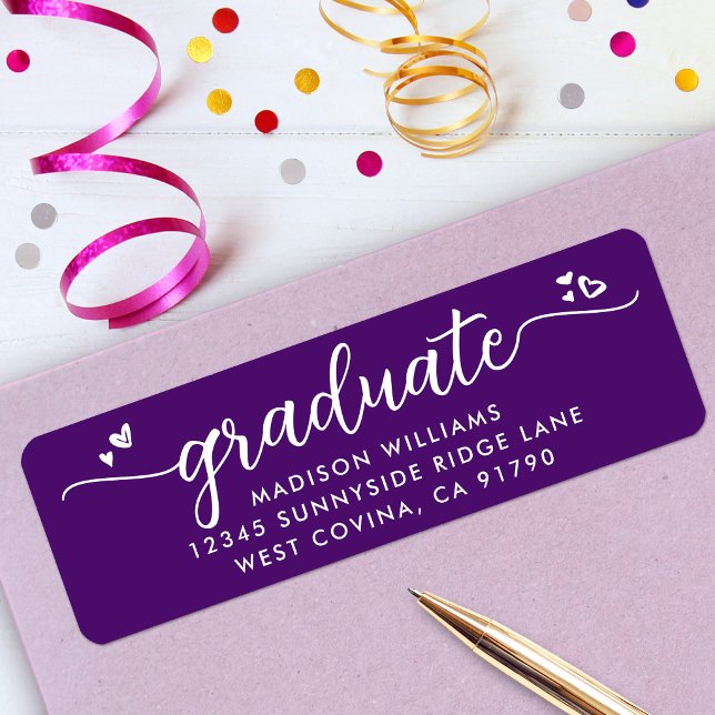 Purple Graduation Script Hearts Modern Address (Creator Uploaded)