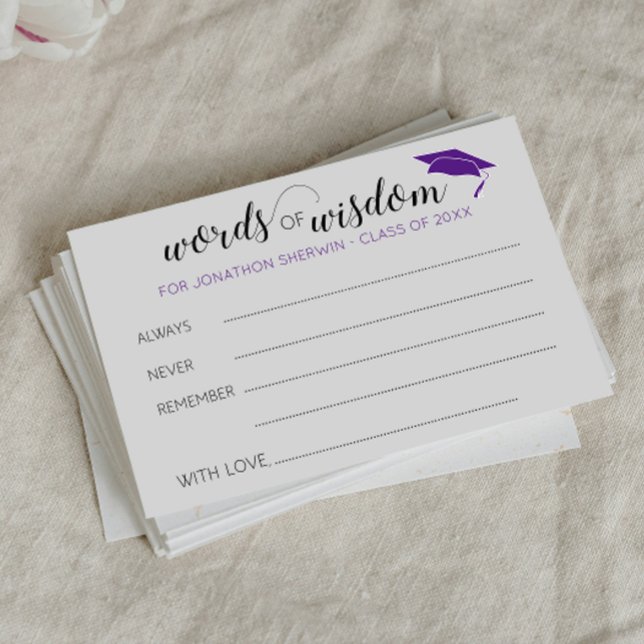 Purple Graduation Words of Wisdom For Graduate Advice Card (Creator Uploaded)