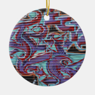 Purple Graffiti on Shutter Ceramic Tree Decoration