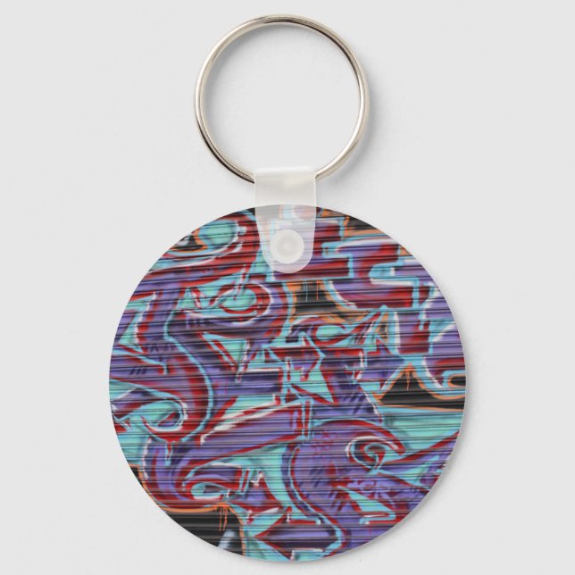 Purple Graffiti on Shutter Key Ring (Front)