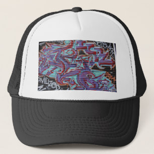 Purple Graffiti on Shutter Trucker Hat