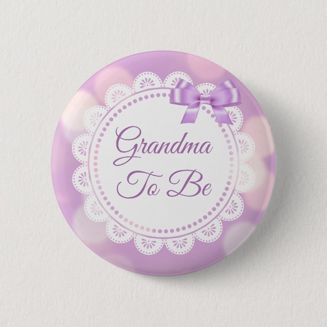 Purple Grandma to be Baby Shower 6 Cm Round Badge (Front)