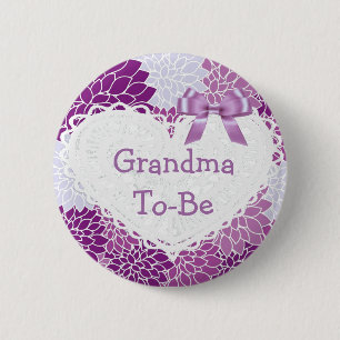 Purple Grandma to be Baby Shower Button