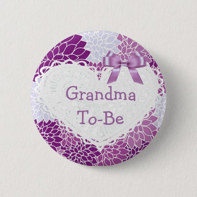 Purple  Grandma to be Baby Shower Button (Front)
