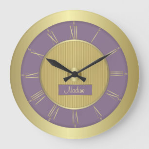 Purple grape and gold large clock