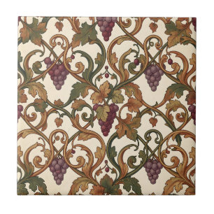 Purple Grape Cluster Vintage Botanical Tile