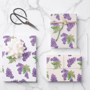 Purple Grape Watercolor Hand-painted Wrapping Paper Sheet