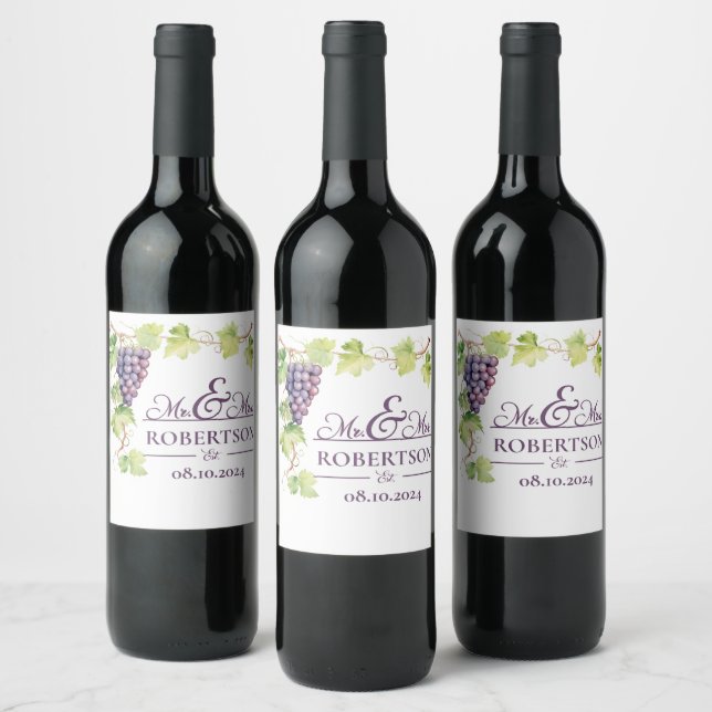 Purple Grape Wine Label (Bottles)