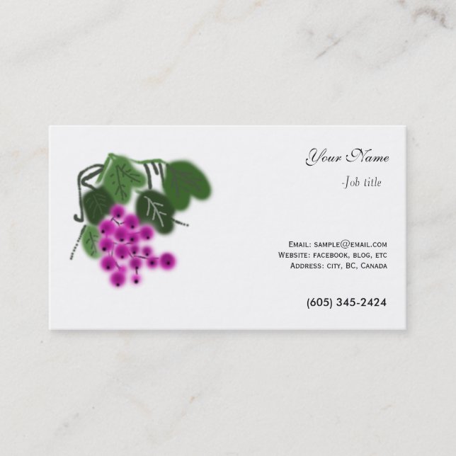 Purple grapes. All purpose business card (Front)
