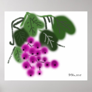 purple grapes and green leaves poster