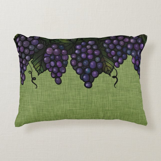 Purple Grapes and Vines, Accent Pillow 16" x 12" (Front)