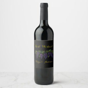 Purple Grapes, Classy Wine Label (4" x 3.5")
