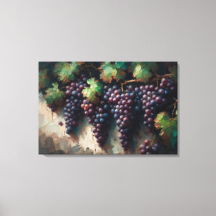 Purple Grapes on the Vine Oil Painting Canvas Print