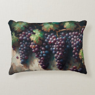Purple Grapes on the Vine Oil Painting Decorative Cushion
