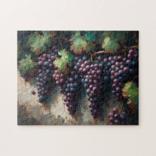Purple Grapes on the Vine Oil Painting Jigsaw Puzzle
