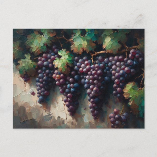 Purple Grapes on the Vine Oil Painting Postcard (Front)