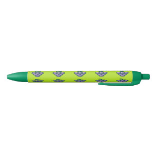 Purple grapes pattern on green black ink pen