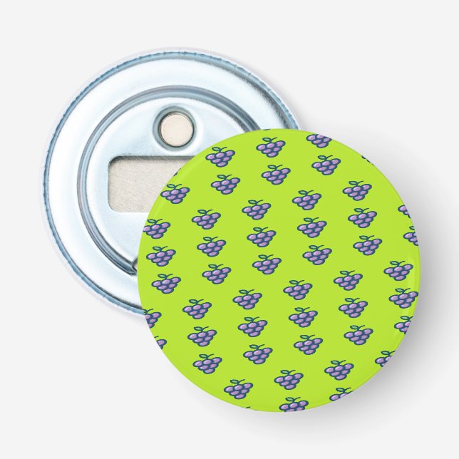 Purple grapes pattern on green bottle opener (Front)