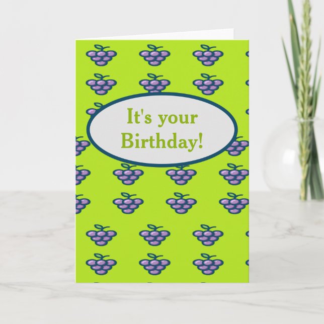 Purple grapes pattern on green card (Front)