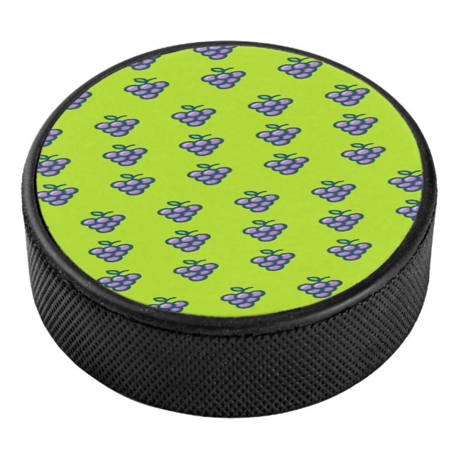 Purple grapes pattern on green hockey puck (3/4)