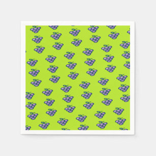 Purple grapes pattern on green napkin