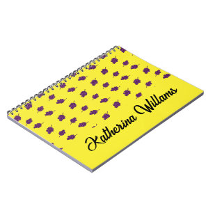 Purple grapes personalised yellow notebook